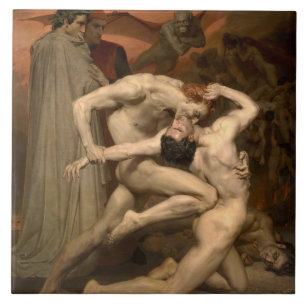 Dante and Virgil in Hell (by Bouguereau) Tile