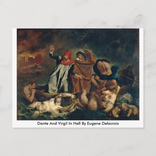 Dante And Virgil In Hell By Eugene Delacroix Postcard (Front)