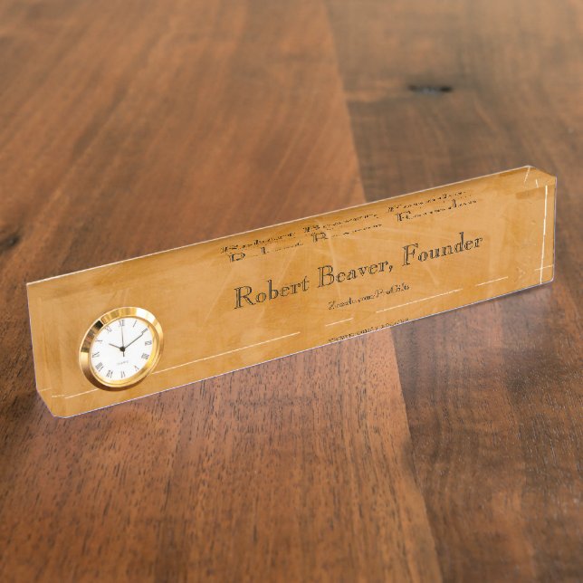 Dante Faux Finish Desk Nameplate With Clock (Side)