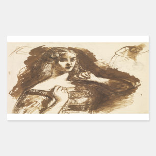 Dante Gabriel Rossetti - Half-length Sketch Rectangular Sticker