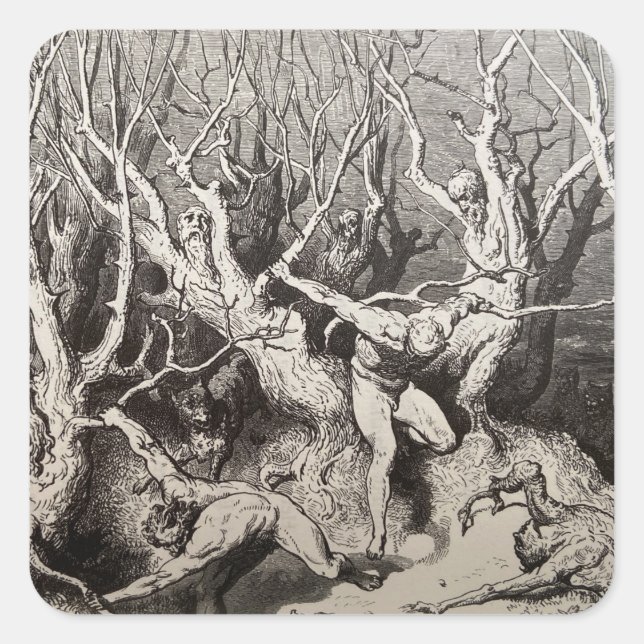Dante sees Woods of Suicide - Circle 7 of Inferno Square Sticker (Front)