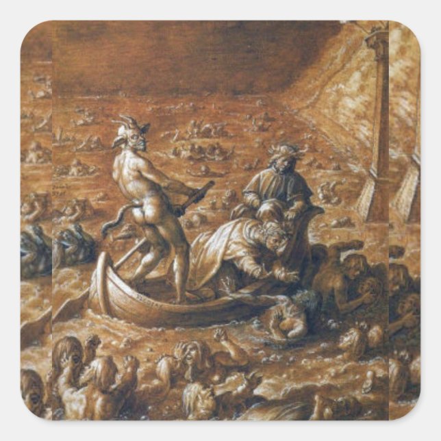 Dante & Virgil on the Styx Ferry Square Sticker (Front)
