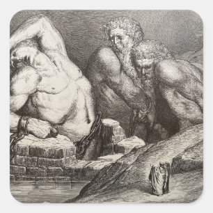Dante & Virgil see the Giants in Inferno Square Sticker
