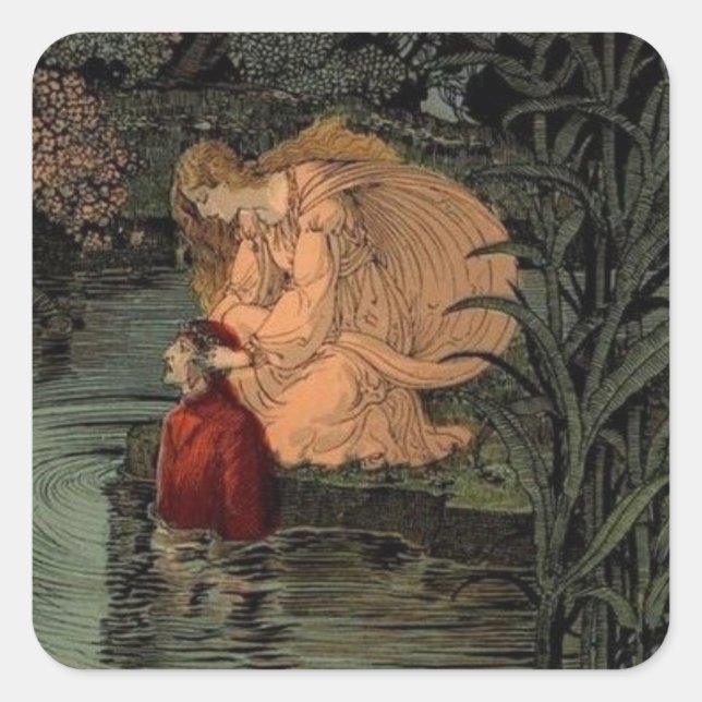 Dante with Matilda at the Lethe river Square Sticker (Front)