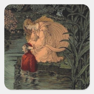Dante with Matilda at the Lethe river Square Sticker