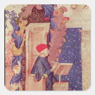 Dante writing 'The Divine Comedy' Square Sticker