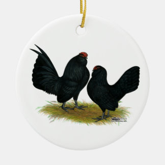 D'Anvers Black Bantams Ceramic Tree Decoration