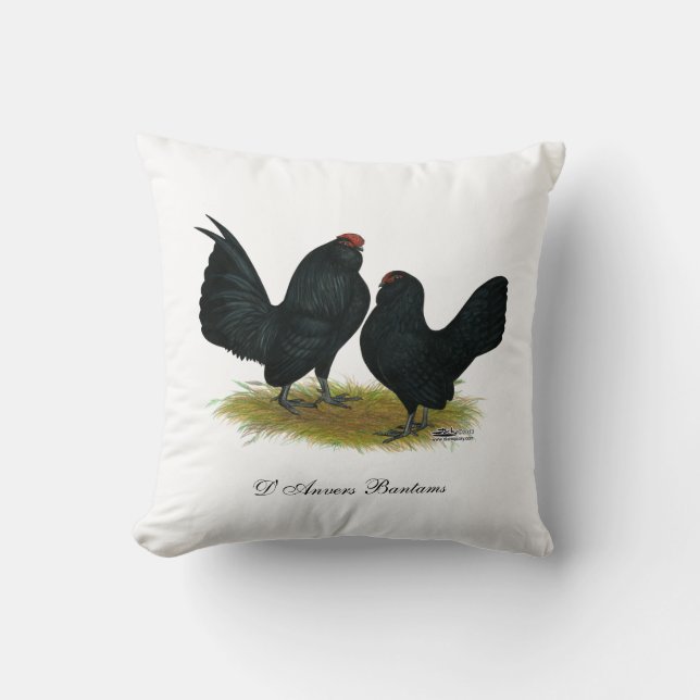 D'Anvers Black Bantams Cushion (Front)