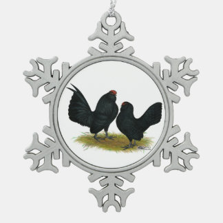 D'Anvers Black Bantams Snowflake Pewter Christmas Ornament
