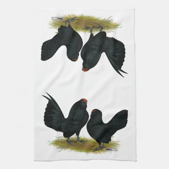 D'Anvers Black Bantams Tea Towel (Vertical)