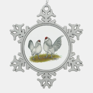 D'Anvers Self Blue Bantams Snowflake Pewter Christmas Ornament