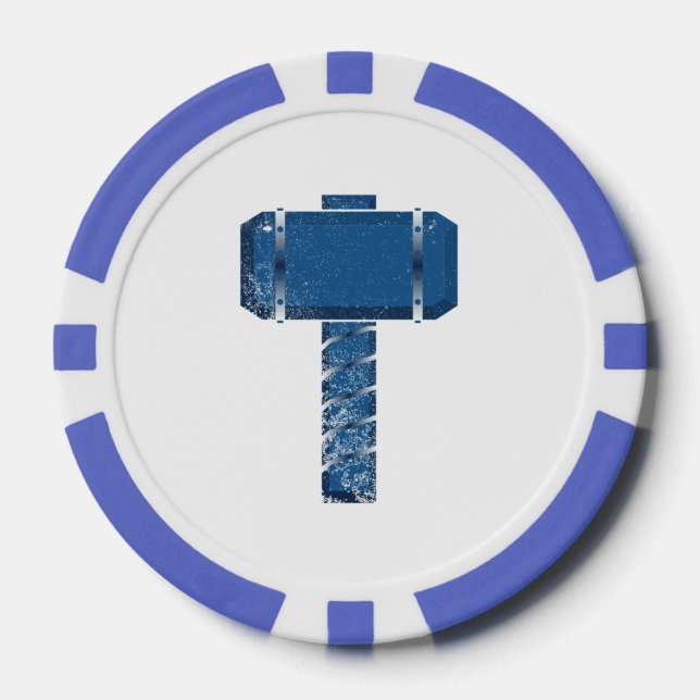 DAoC Midgard Clay Poker Chips, Blue Striped Edge Poker Chips (Front)