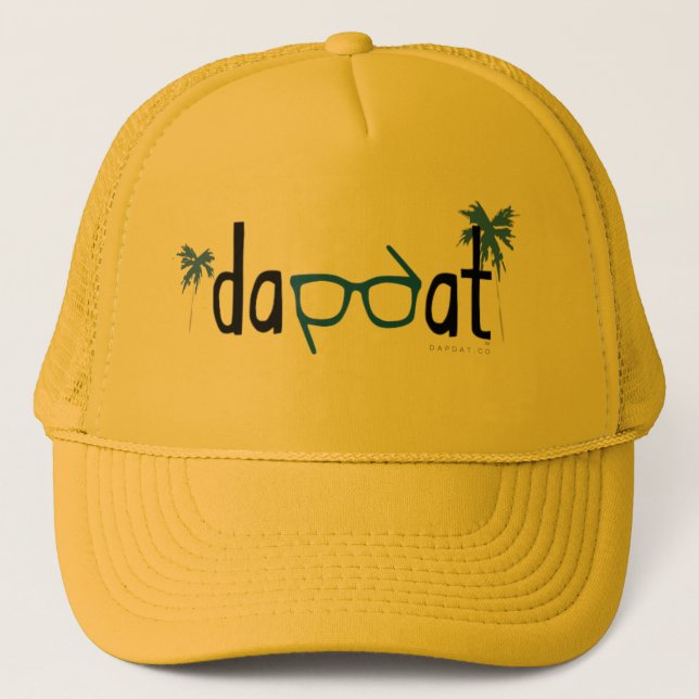 DapDat_Logo_Spectacles_Palms_Teal_Gold Trucker Hat (Front)