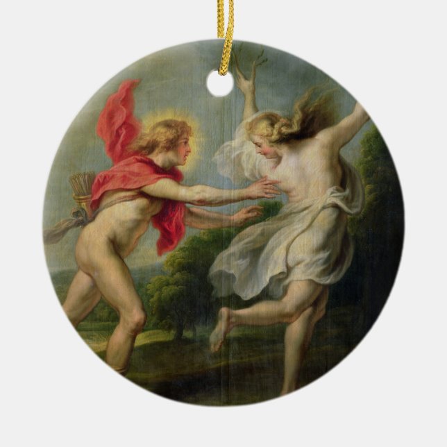 Daphne and Apollo (oil) Ceramic Tree Decoration (Front)