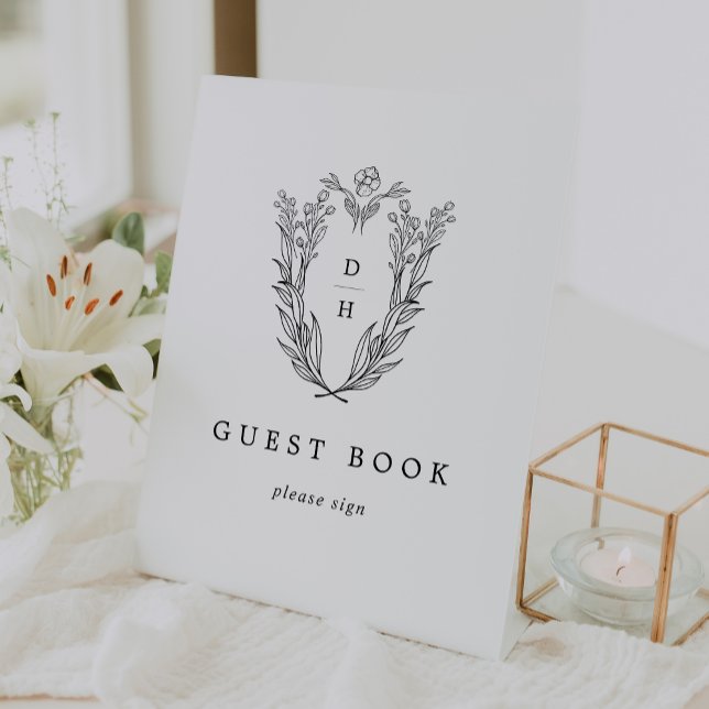 DAPHNE Black White Classic Wedding Guest Book Sign (DAPHNE Black White Classic Wedding Guest Book Sign)