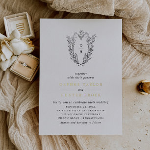 DAPHNE Black White Gold Monogram Greenery Wedding