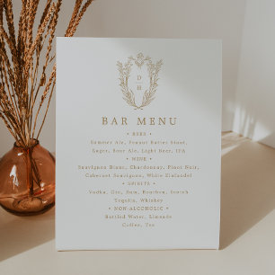 DAPHNE Classic Gold White Wedding Bar Menu Sign