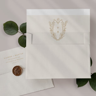 DAPHNE Cream and Gold Wedding Invitation Envelopes