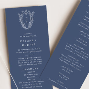 DAPHNE Dark Blue Botanical Minimalist Navy Wedding Programme