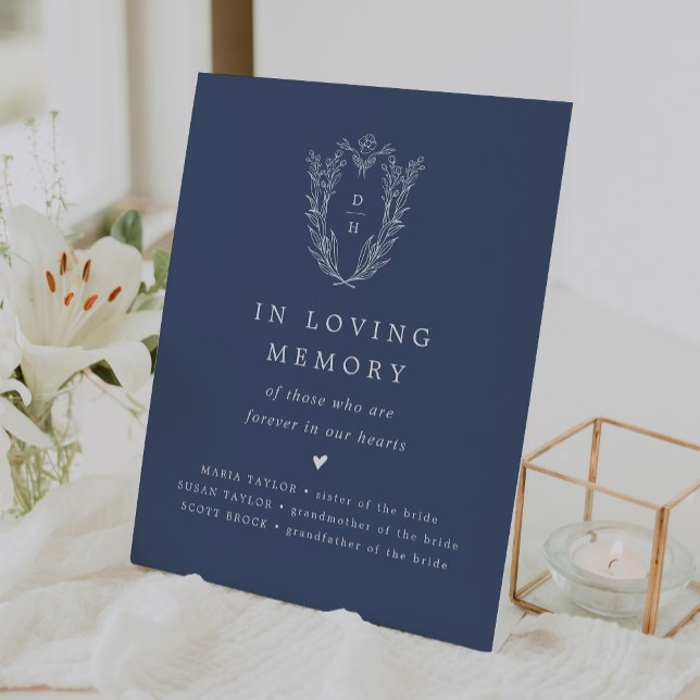 DAPHNE Dark Blue In Loving Memory Wedding Memorial Pedestal Sign (DAPHNE Dark Blue In Loving Memory Wedding Memorial Pedestal Sign)