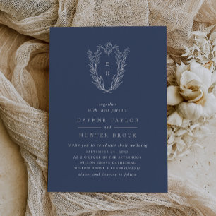 DAPHNE Dark Blue Silver Foil Botanical Wedding
