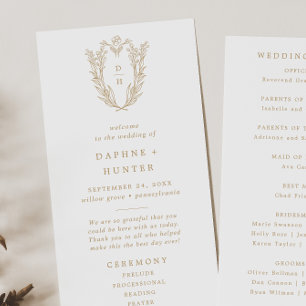 DAPHNE Elegant Gold White Classic Fancy Wedding Programme