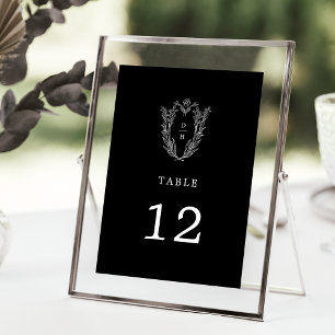 DAPHNE Floral Dark Black Wedding Table Numbers