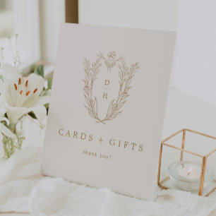 DAPHNE Formal Cream Gold Wedding Cards and Gifts Pedestal Sign