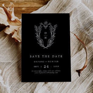 DAPHNE Formal Dark Black Classic Floral Wedding Save The Date