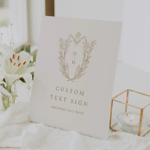 DAPHNE Minimalist Cream Gold Formal Custom Wedding Pedestal Sign