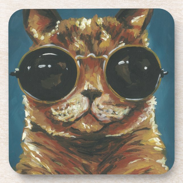 Dapper Animal | Kitty In Sunglasses Coaster (Front)