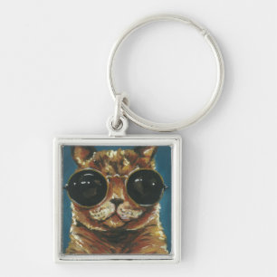 Dapper Animal   Kitty In Sunglasses Key Ring