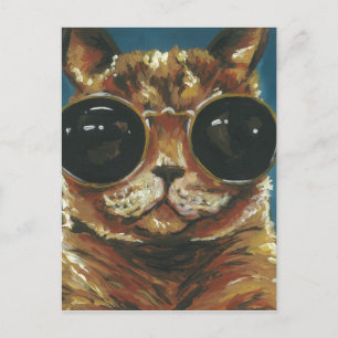 Dapper Animal   Kitty In Sunglasses Postcard