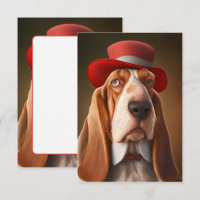 Dapper Basset Hound with Red Hat