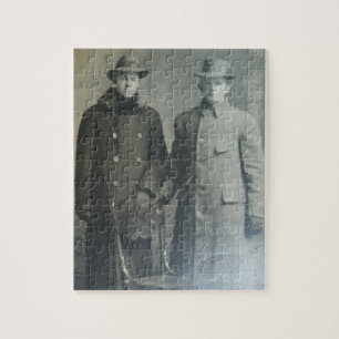 Dapper Brothers in Overcoats RPPC B&W Photo Image Jigsaw Puzzle