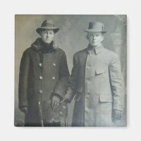 Dapper Brothers in Overcoats RPPC B&W Photo Image