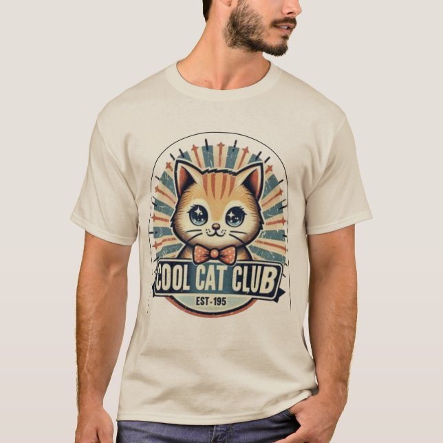 Dapper Cartoon Cat – 1950s Style Logo T-Shirt (Front)