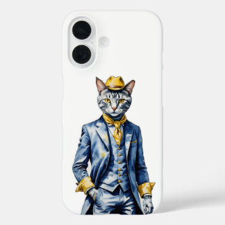 Dapper Cat iPhone 16 Case - Stylish Protection