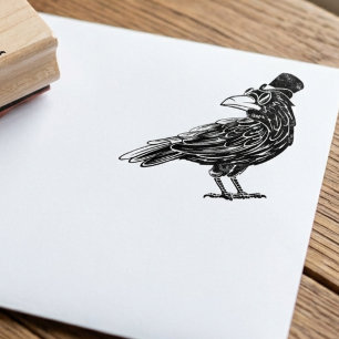 Dapper Crow Raven Top Hat Rubber Stamp