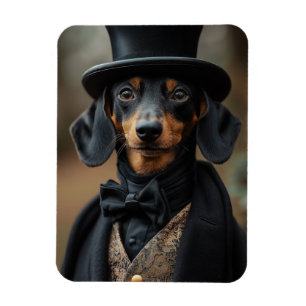 Dapper Dachshund in Elegant Victorian Attire Magnet