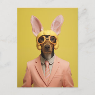 Dapper Easter Bunny Dog Postcard
