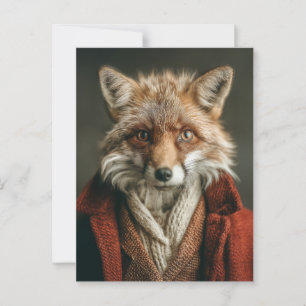 Dapper Fox in Cozy Style Postcard