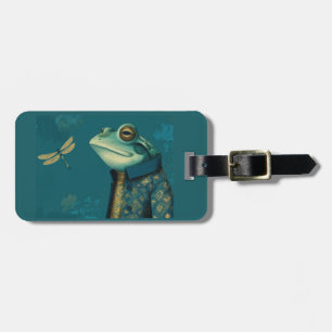 Dapper Frog & Dragonfly - Surreal Vintage Animal Luggage Tag