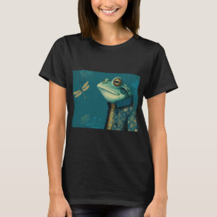 Dapper Frog & Dragonfly - Surreal Vintage Animal T-Shirt