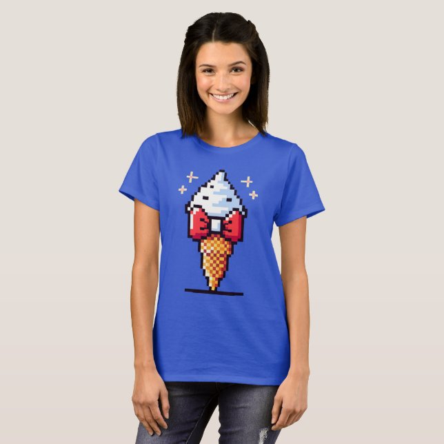 Dapper Ice Cream - Cute Pixel Art Dessert Design T-Shirt (Front Full)