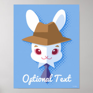 Dapper Kawaii White Rabbit Poster