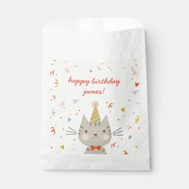 Dapper Kitty Birthday Party Favour Bags (Front)