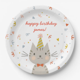 Dapper Kitty Birthday Party Paper Plate