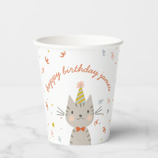 Dapper Kitty Happy Birthday Paper Cups