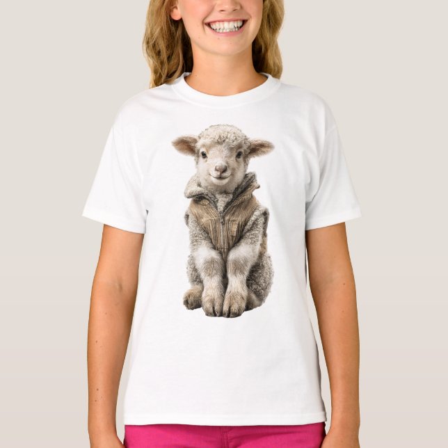Dapper Little Lamb Explorer Kids T-Shirt (Front)
